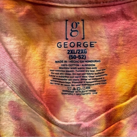 Tie dye vneck tshirt 2XL starburst galaxy in pink,orange, gold gravity dye - Picture 2 of 8